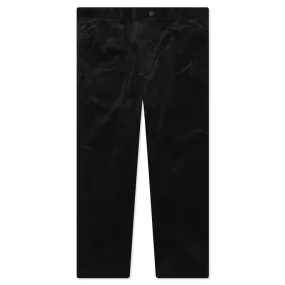 Double Pleat Black Corduroy Trousers