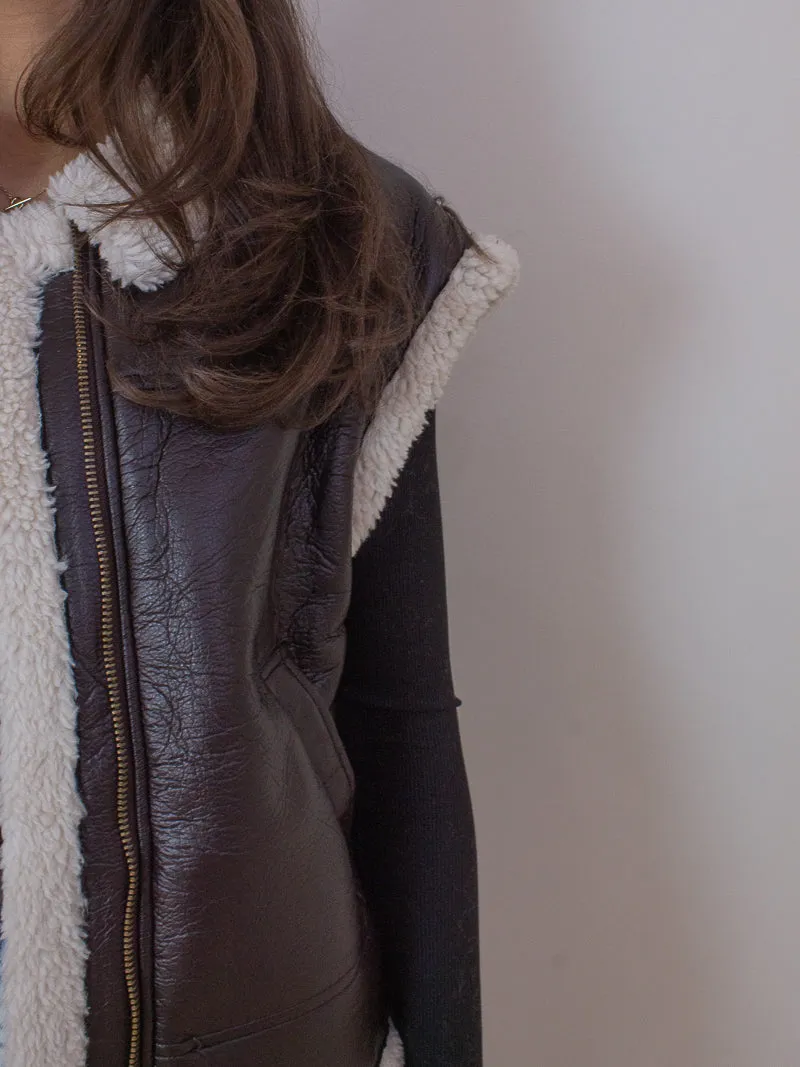 Faux Leather Shearling Vest