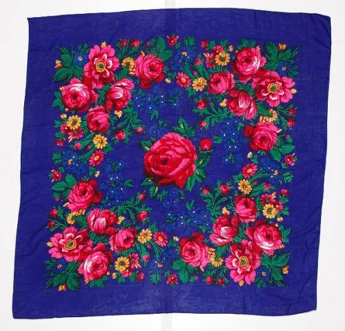 Floral Dance Scarf - Small Non-Metallic - Royal