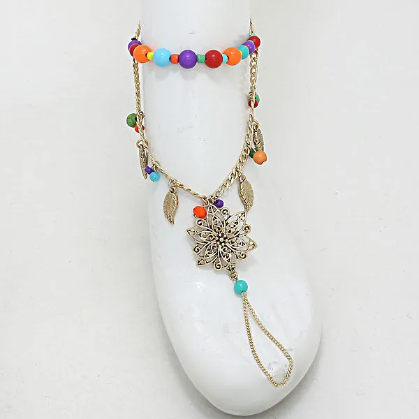 Flower Bead Chain Anklet - Plastic, Affordable & Stylish - iLLASPARKZ