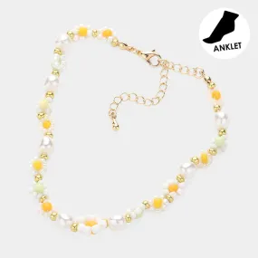 Flower Pearl Beaded Anklet by iLLASPARKZ