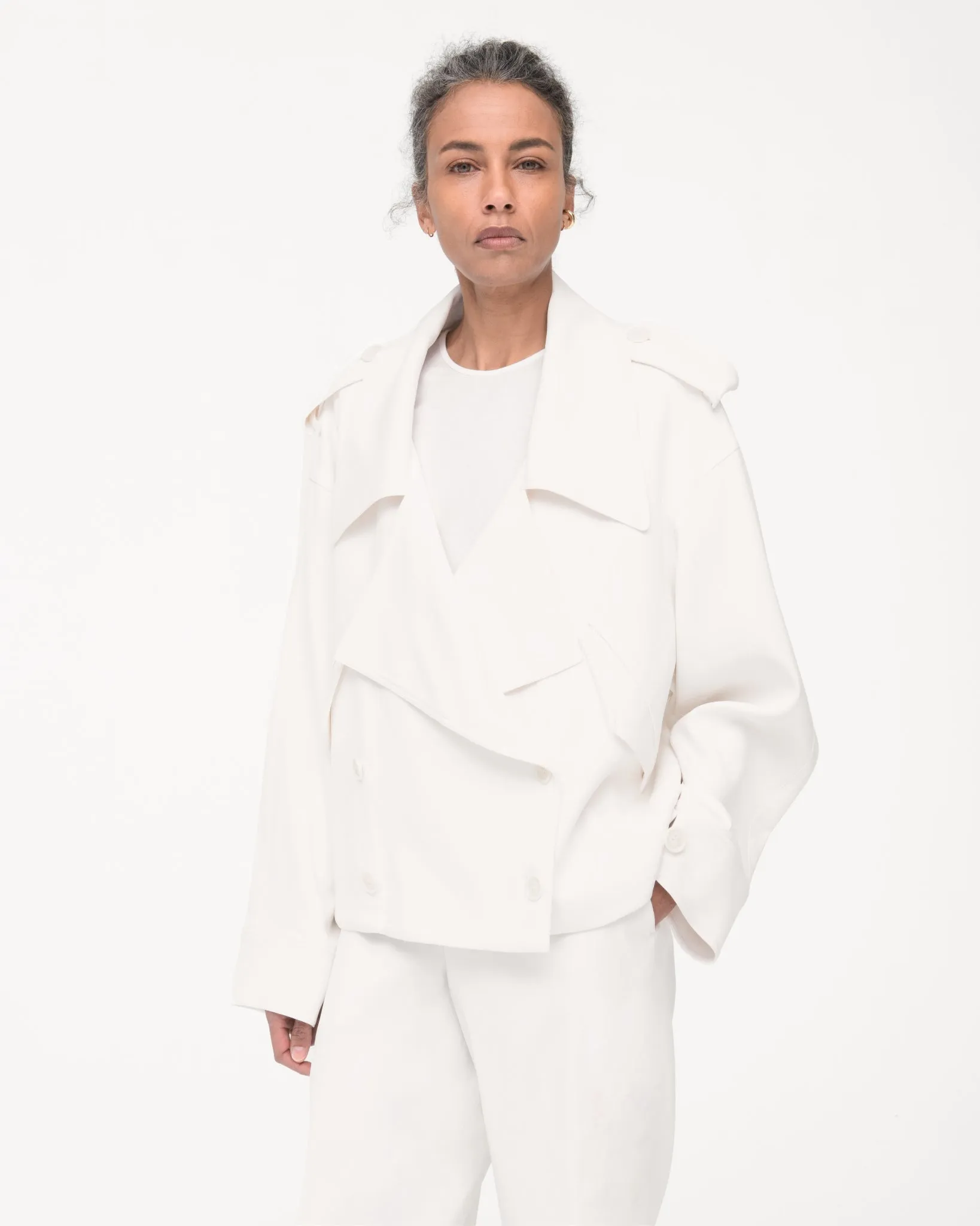 Fluid Cropped Trench - Search Result: Stylish and Versatile Women's Trench Coat