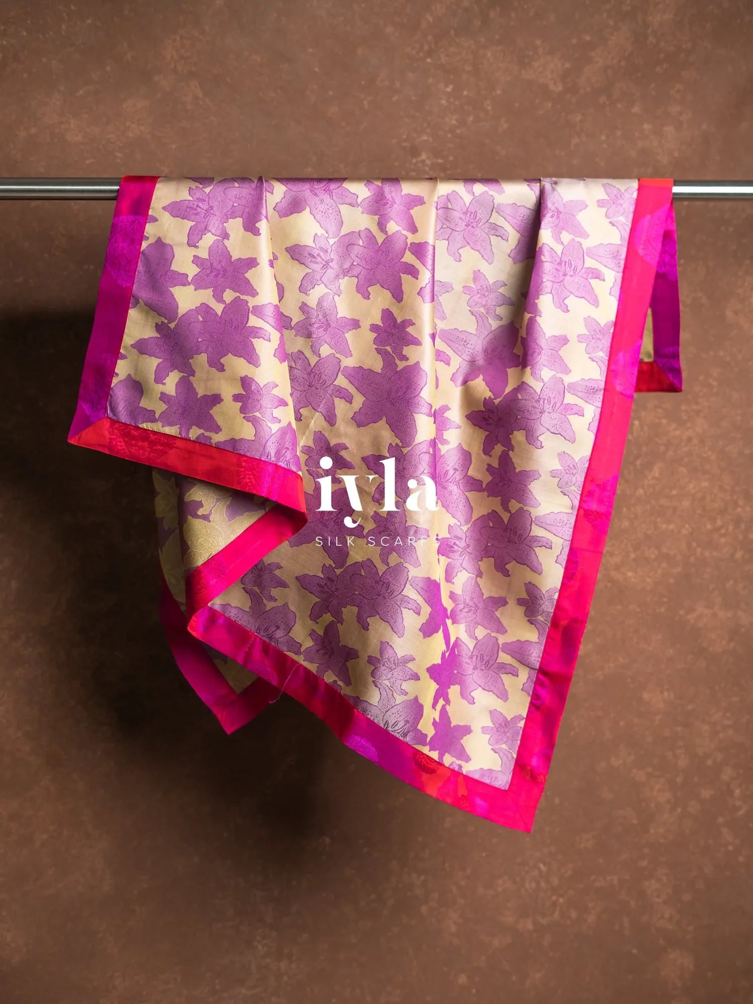 Fresh Pink Lily Silk Scarf