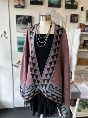 Geometric Poncho Shawl Wrap - Colorful and Stylish.