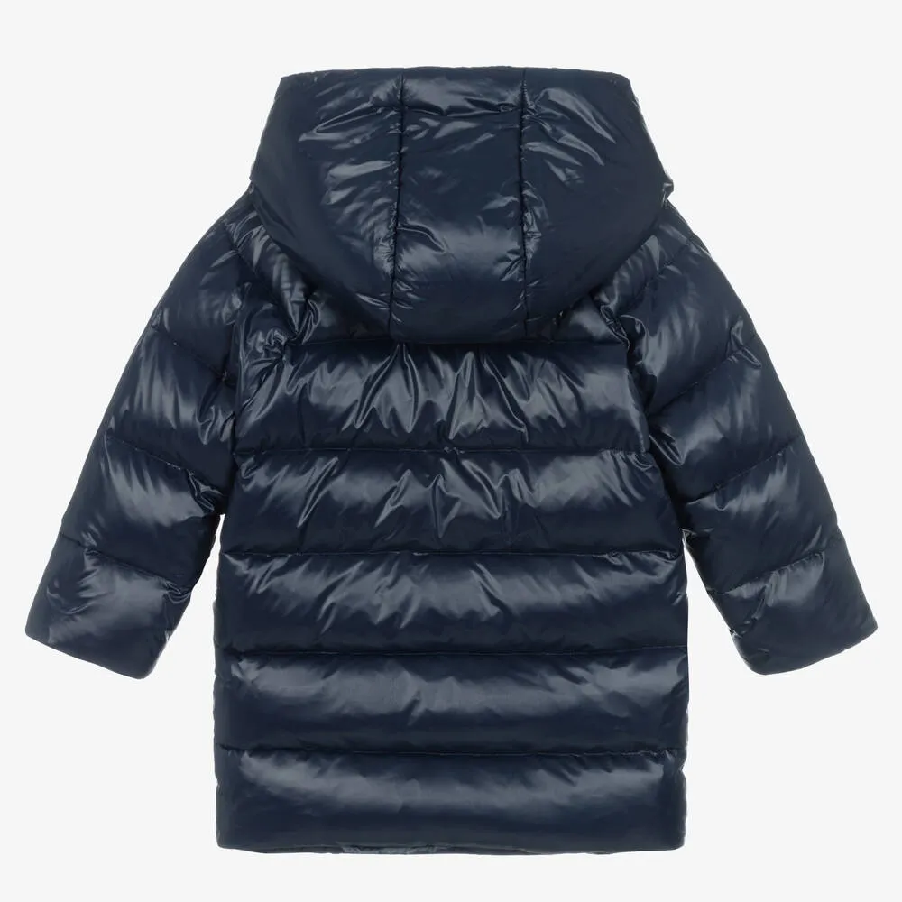 Girls Navy Blue Down Padded Puffer Coat