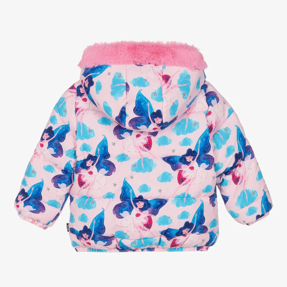 Girls Pink & Blue Fairy Puffer Coat