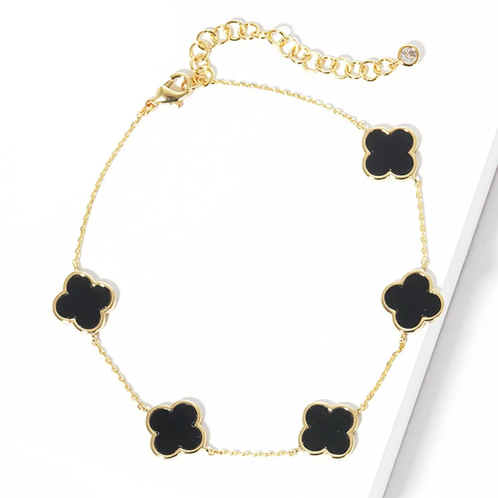 Gold Anklet - iLLASPARKZ Quatrefoil Link - Shop Now