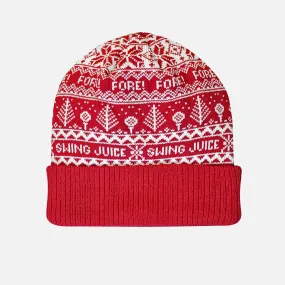 Golf Fairisle Knit Beanie Red Unisex