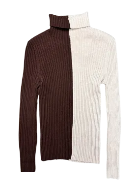 Gorman Size 10 Two-Toned Brown Rib Knit Top.