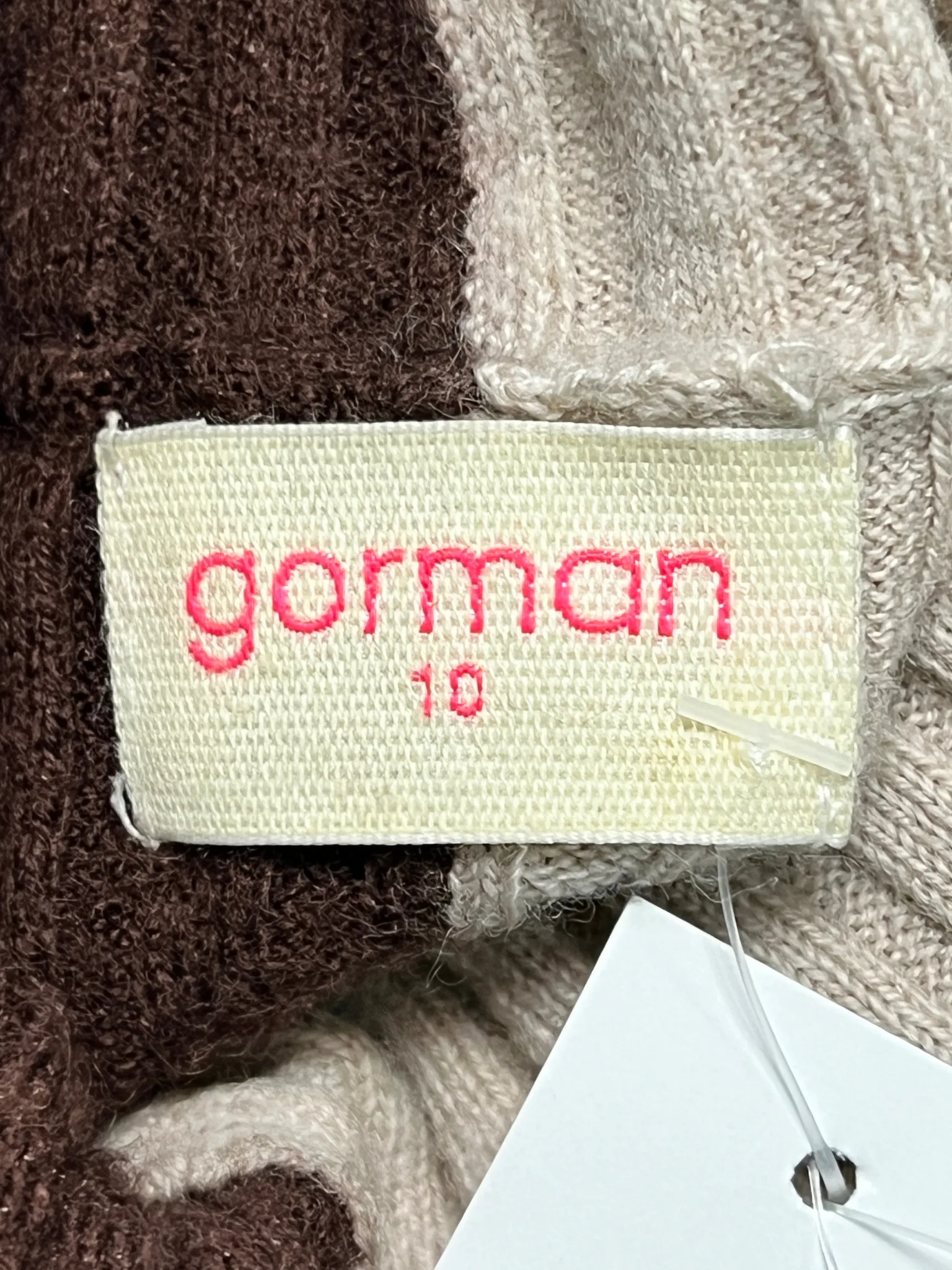 Gorman Size 10 Two-Toned Brown Rib Knit Top.