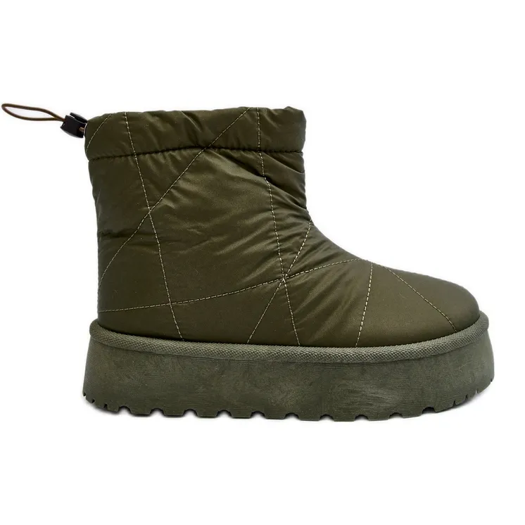 Green Fionia Women's Snow Boots On A Massive Platform