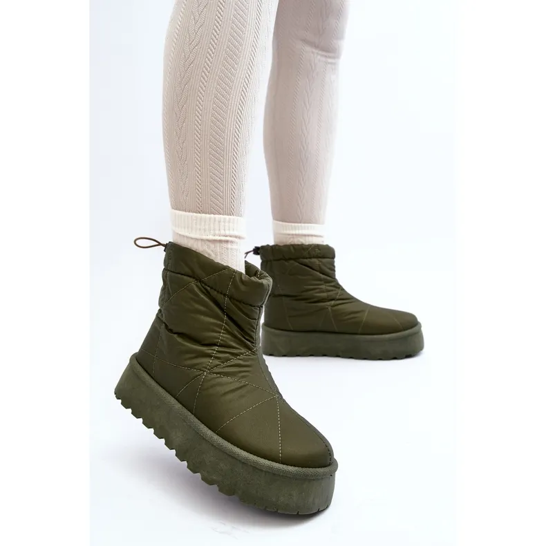 Green Fionia Women's Snow Boots On A Massive Platform