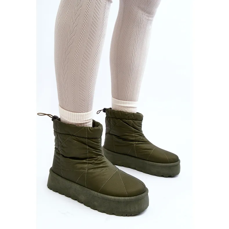 Green Fionia Women's Snow Boots On A Massive Platform