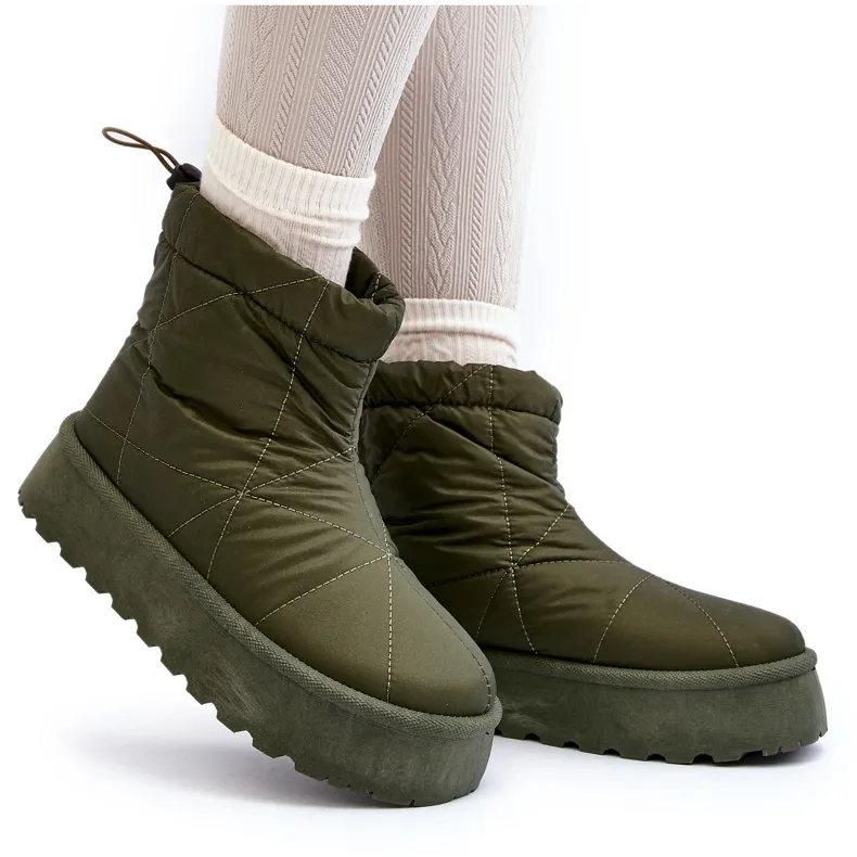 Green Fionia Women's Snow Boots On A Massive Platform