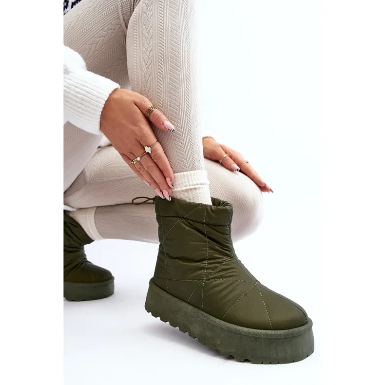 Green Fionia Women's Snow Boots On A Massive Platform