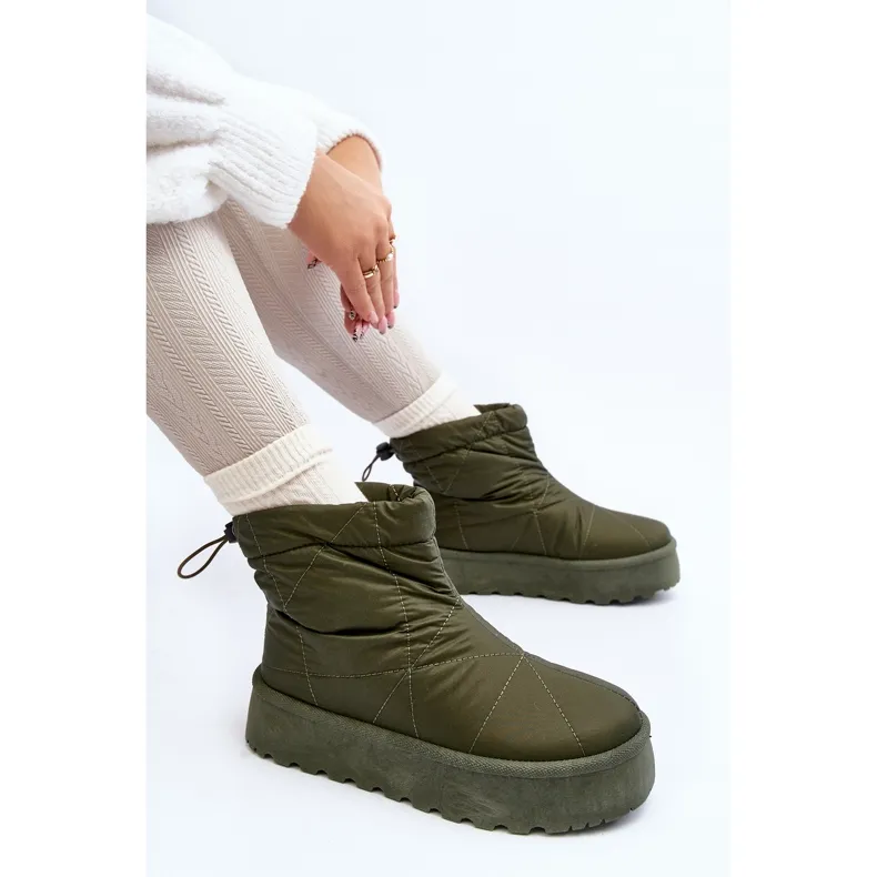 Green Fionia Women's Snow Boots On A Massive Platform