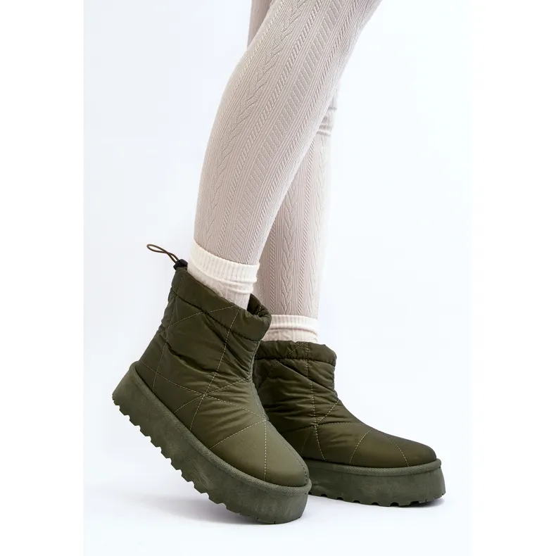 Green Fionia Women's Snow Boots On A Massive Platform