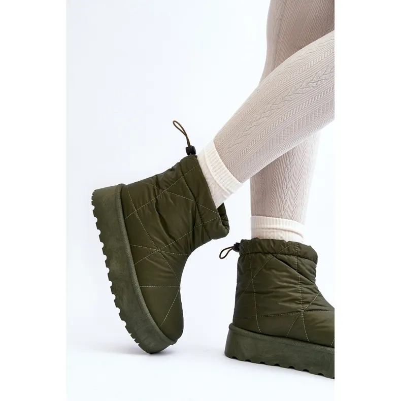 Green Fionia Women's Snow Boots On A Massive Platform