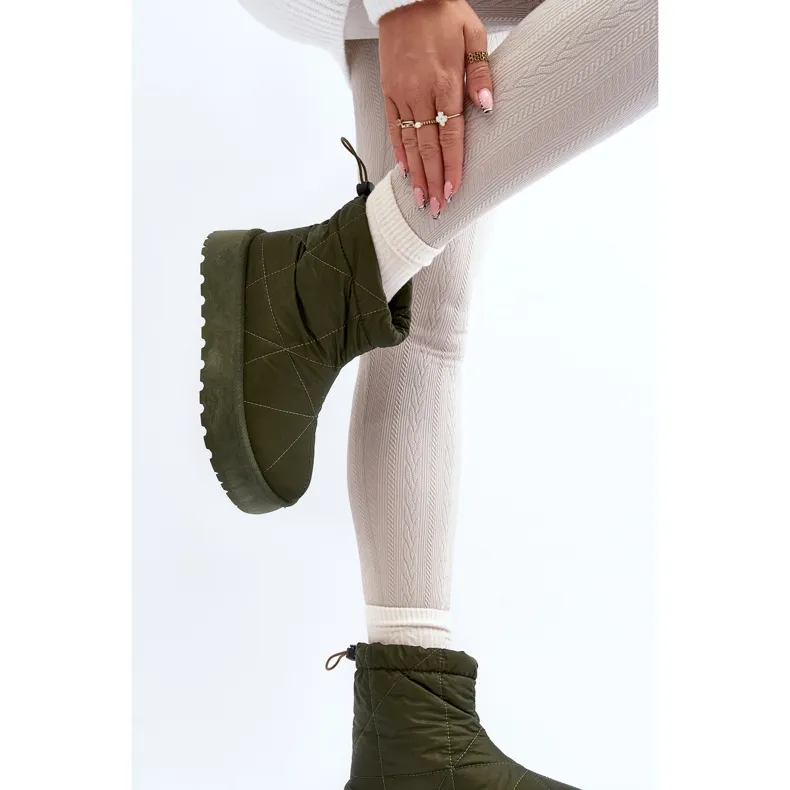 Green Fionia Women's Snow Boots On A Massive Platform