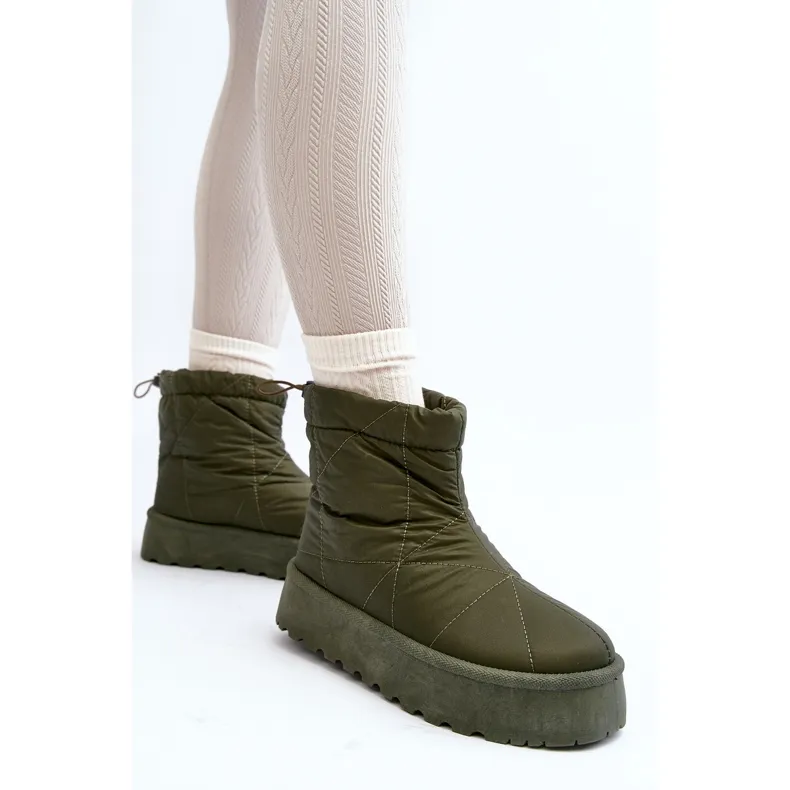 Green Fionia Women's Snow Boots On A Massive Platform