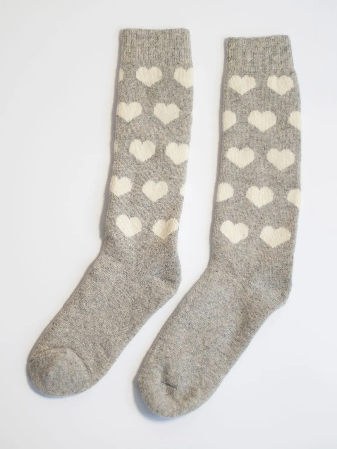 Grey Knit Wool-blend Cozy Socks