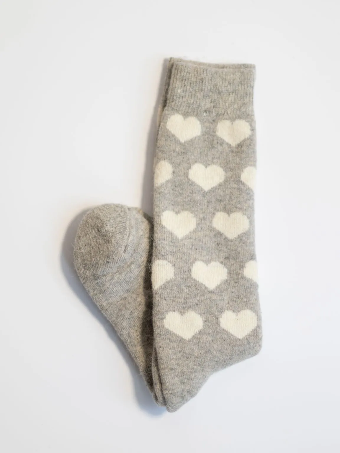 Grey Knit Wool-blend Cozy Socks