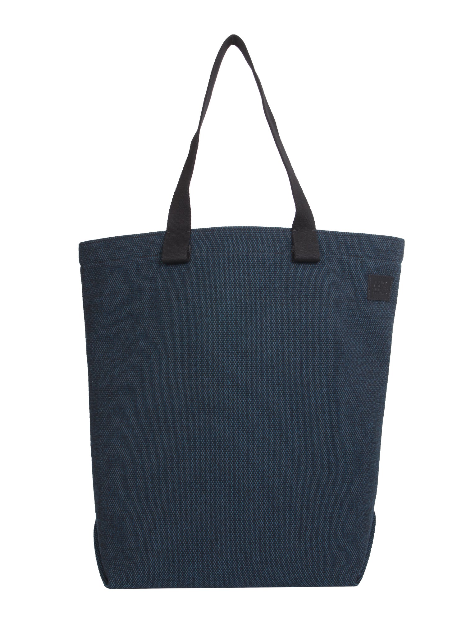 IL BISONTE    CANVAS SHOPPING BAG WITH LEATHER LOGO PATCH