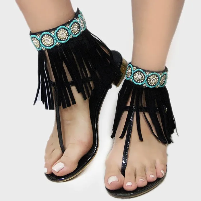 iLLASPARKZ - Buy 1-PAIR Suede Fringe Beaded Anklet Online