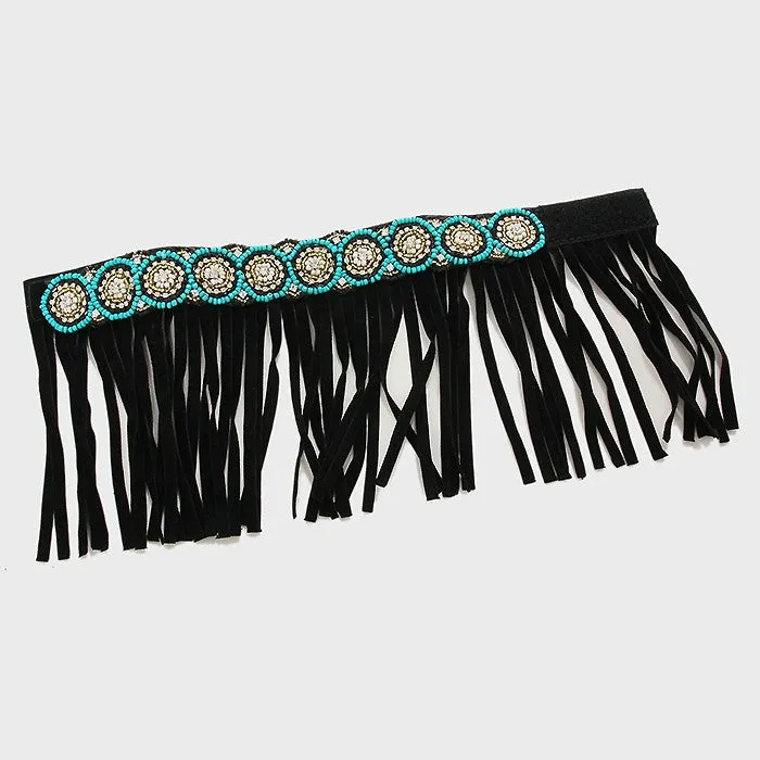 iLLASPARKZ - Buy 1-PAIR Suede Fringe Beaded Anklet Online