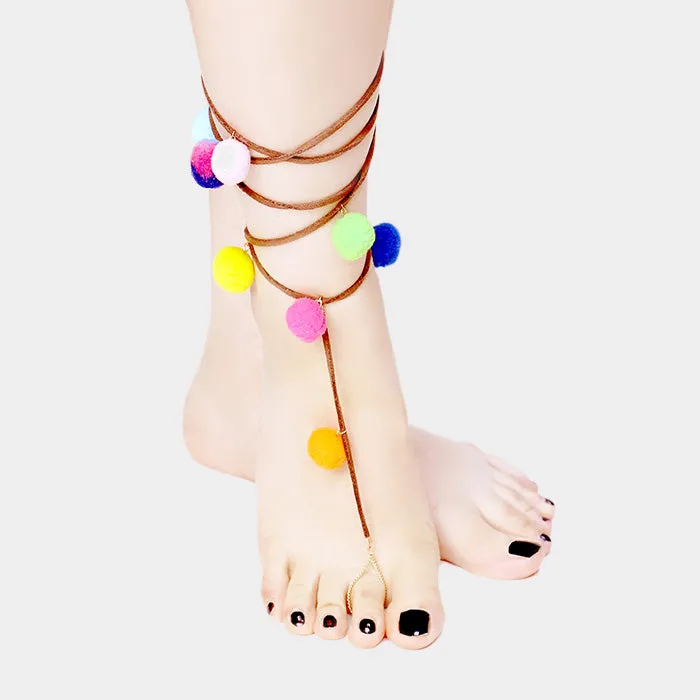 iLLASPARKZ Pom Pom Anklet - Stylish and trendy ankle accessory with pom pom design. Perfect for adding a pop of color to your ou