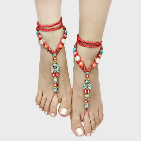 Illasparkz T-Strap Boho Anklet with Bead Accents