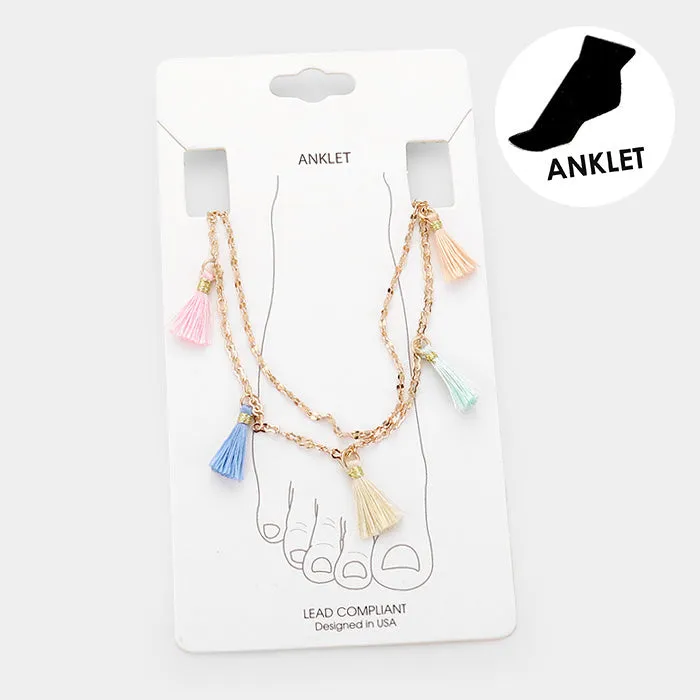 iLLASPARKZ Tassel Chain Anklet - Multi Thread