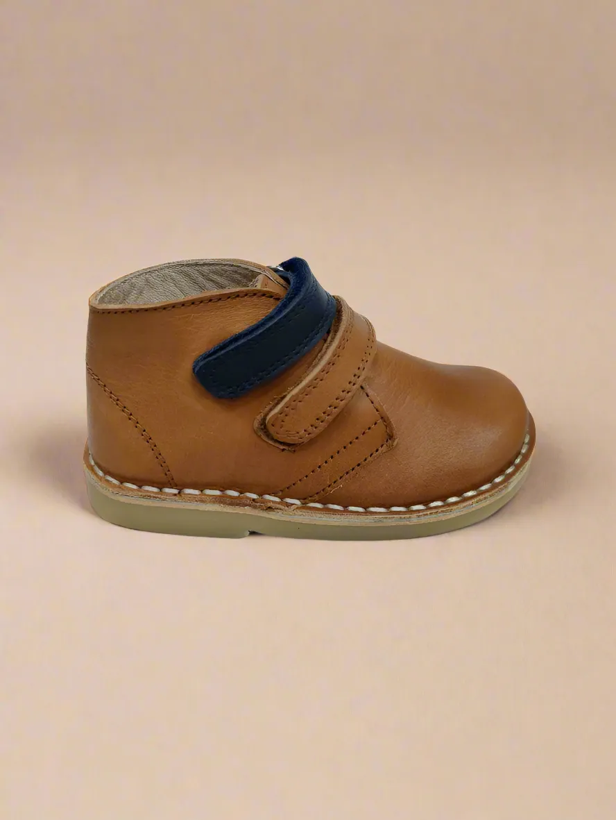 Infant Boys Boots - Petasil Tan Blue Double Strap - Kimmy 21760 - sale