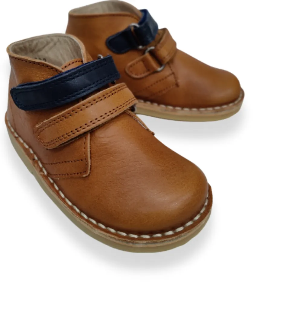 Infant Boys Boots - Petasil Tan Blue Double Strap - Kimmy 21760 - sale