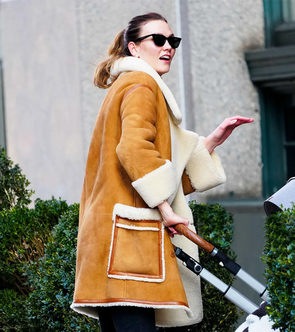 Karlie Kloss Brown Shearling Coat 2022