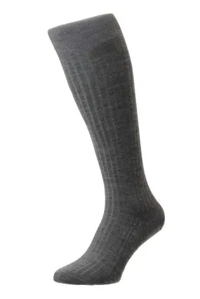 Laburnum Merino Wool Over-the-Calf Sock - Mid Grey