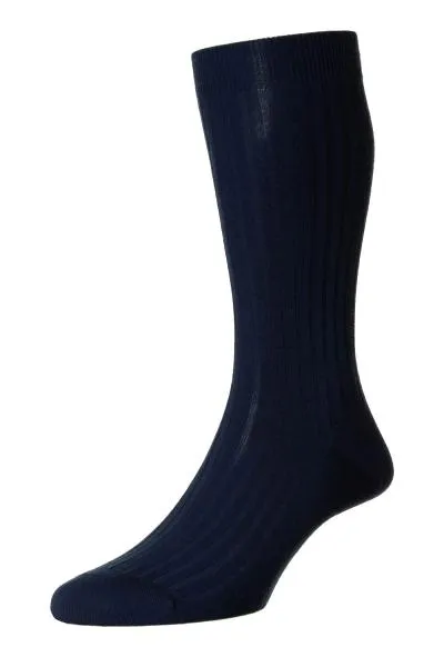 Laburnum Navy Merino Wool Short Sock