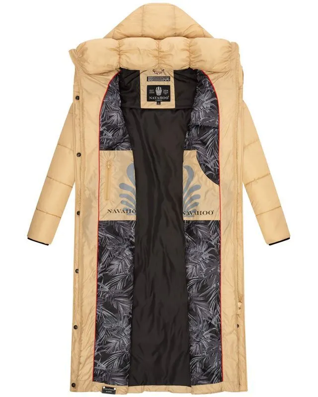 Ladies long winter jacket with hood WAFFELCHEN Navahoo