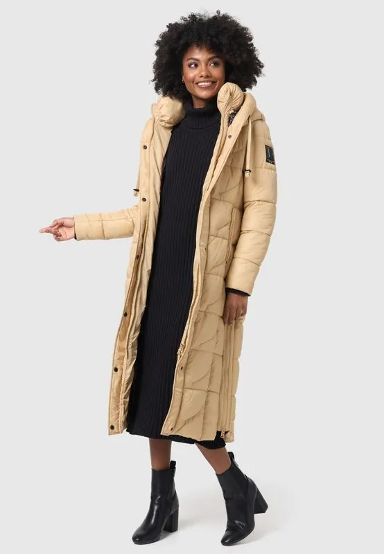 Ladies long winter jacket with hood WAFFELCHEN Navahoo