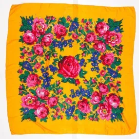 Large Orange Floral Scarf