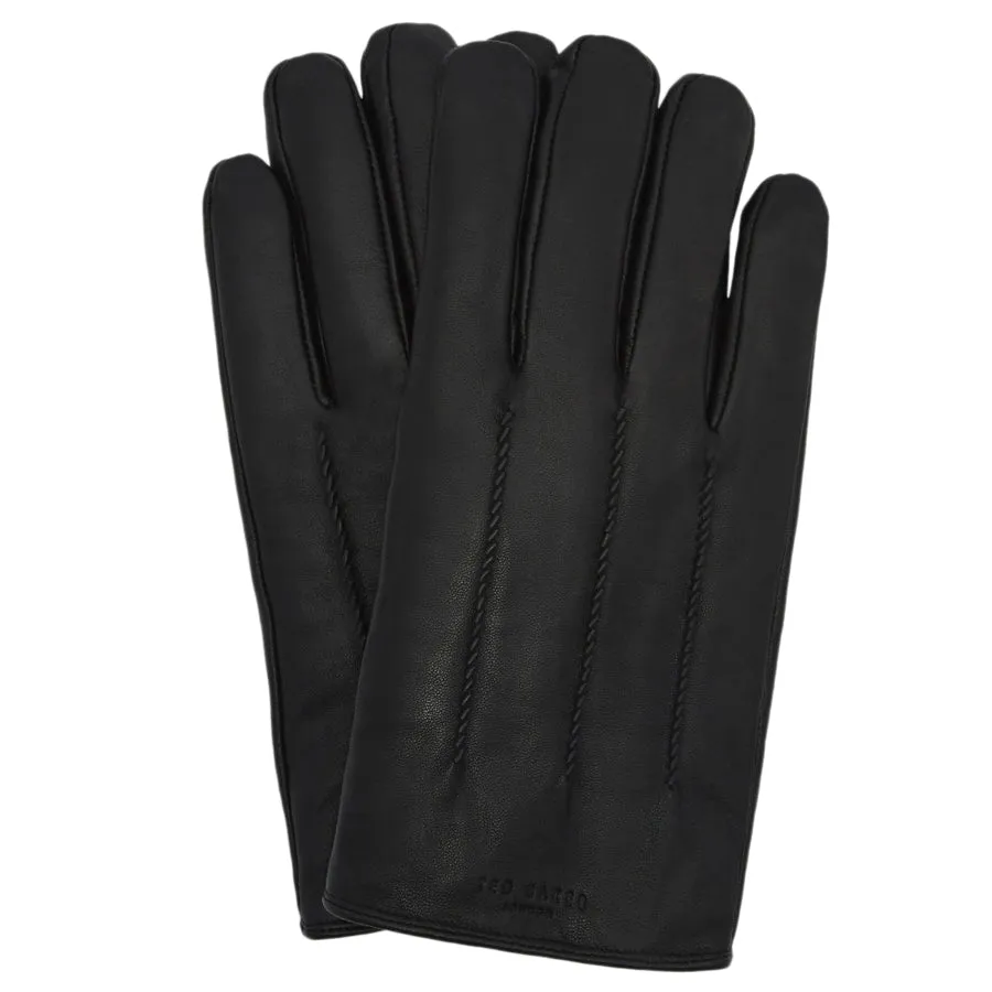 Leather Wool Lined Gloves - Ted Baker Black