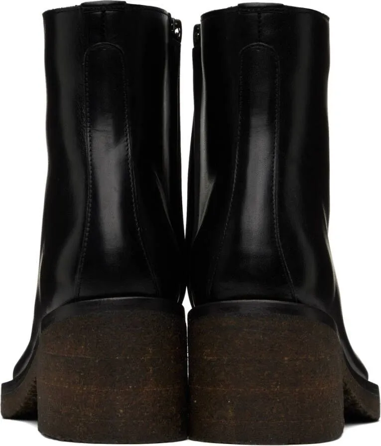 LEMAIRE Black Piped Ankle Boots