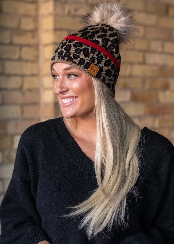 Leopard Print Knit Hat