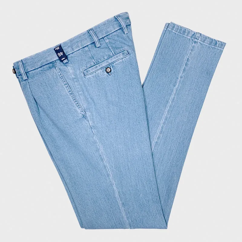 Light Blue Rota Men's Trousers Jeans - Single Pleats - Kurabo