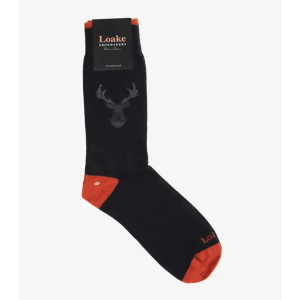 Loake Mens Stag Lightweight Wool Socks in Navy