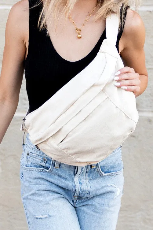 London Oversize Canvas Crescent Sling Bag