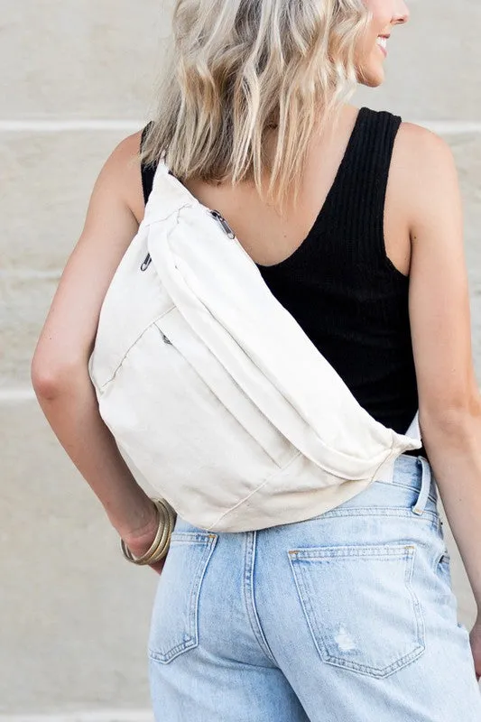 London Oversize Canvas Crescent Sling Bag