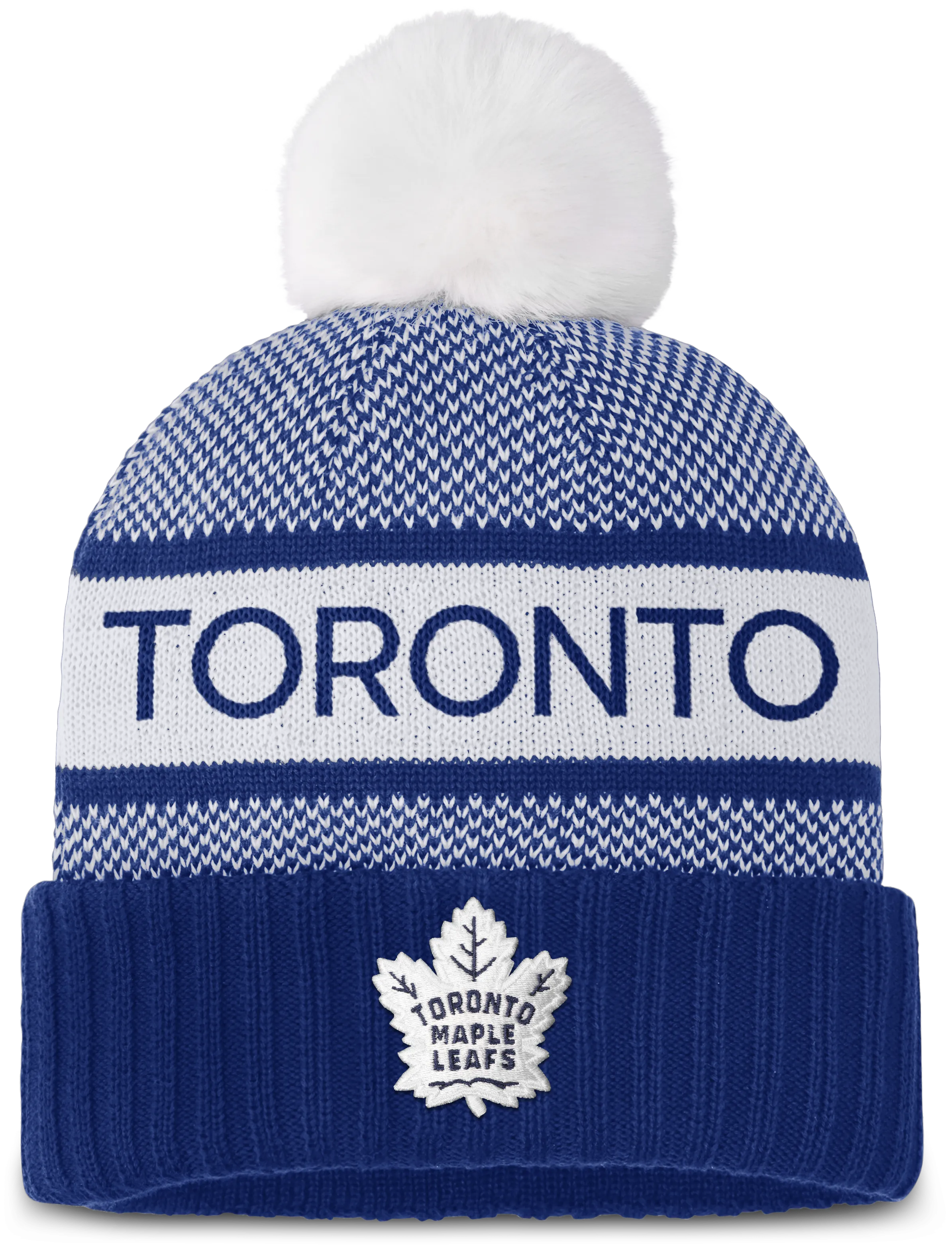 Maple Leafs Women's 2023 Authentic Pro Rink Cuffed Pom Toque - Fanatics Shop