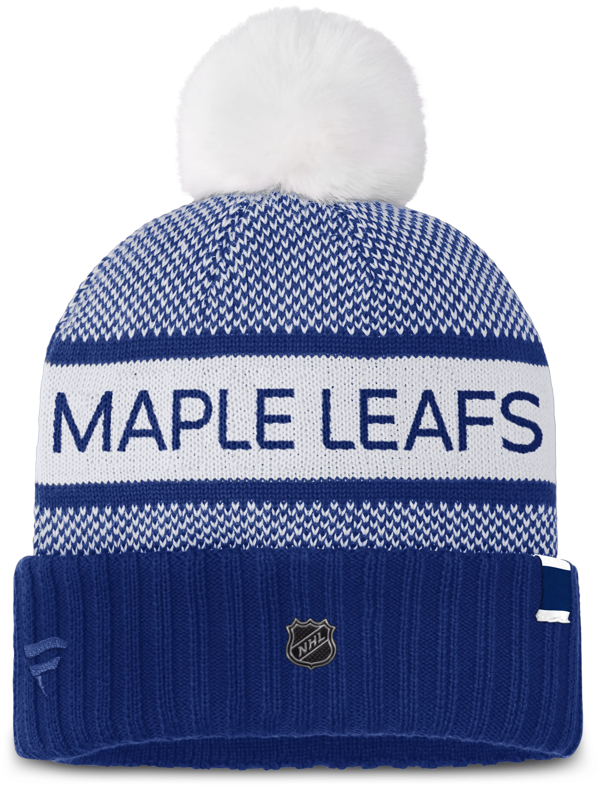 Maple Leafs Women's 2023 Authentic Pro Rink Cuffed Pom Toque - Fanatics Shop