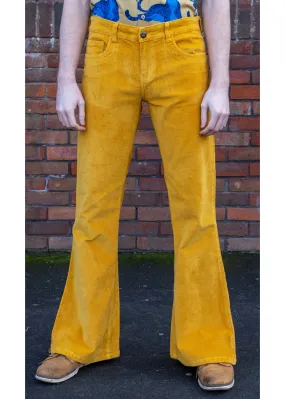 Men's Corduroy Flare Pants - Mustard Gold | Run & Fly